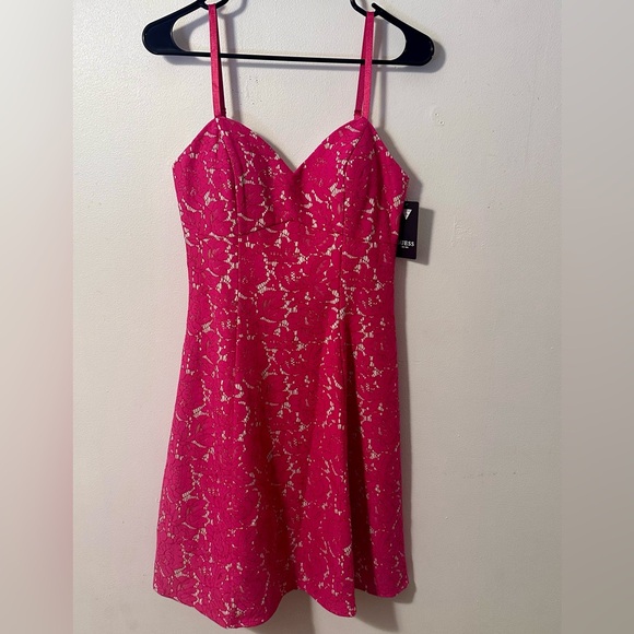 GUESS Bonded Lace Fit & Flare Dress - Picture 5 of 8